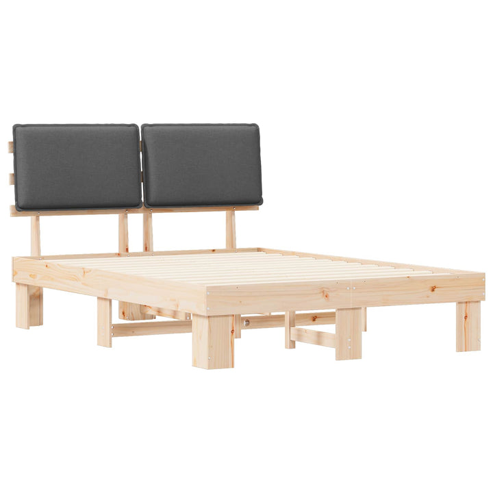 Sengestel med Polstret Hovedgavl Mørkegrå 150 x 200 cm