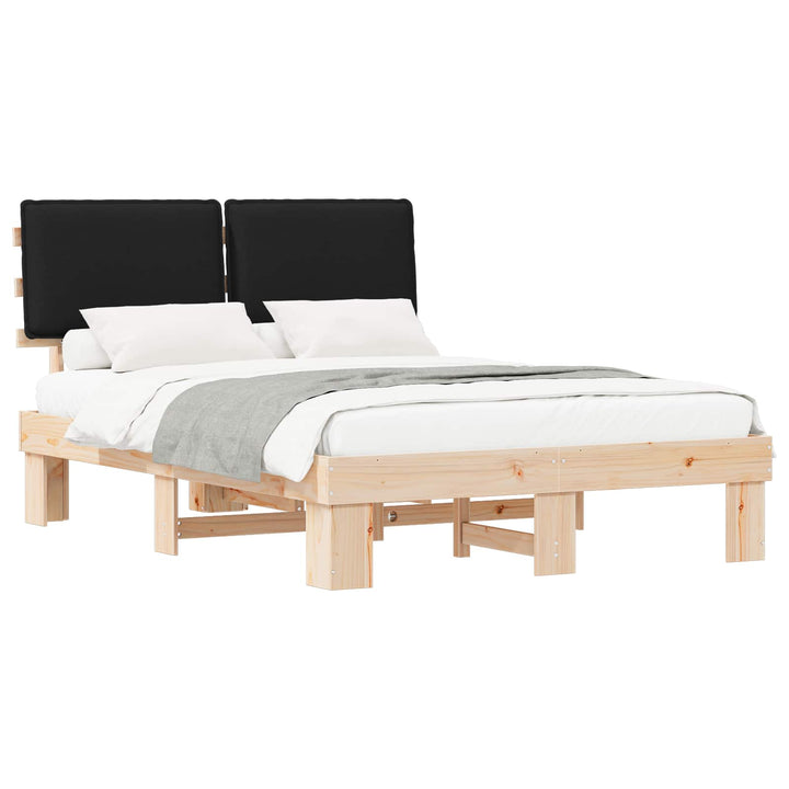 Sengestel med Polstret Hovedgavl Sort 150 x 200 cm