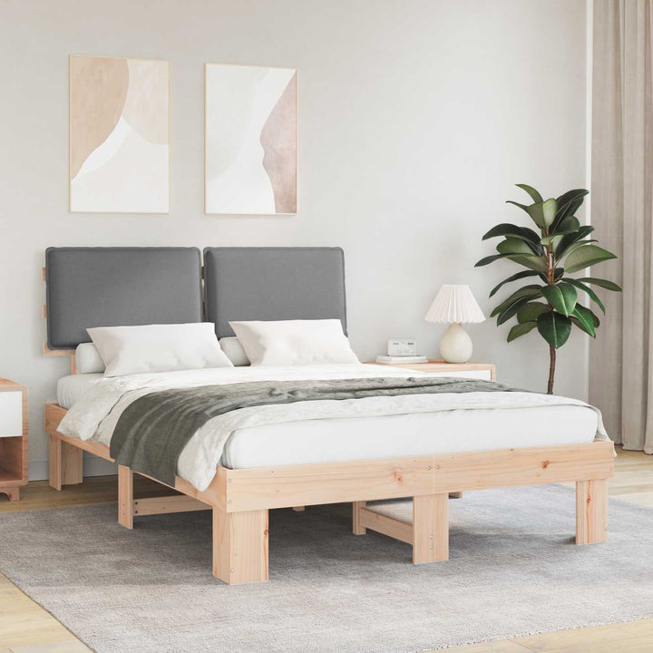 Sengestel med Polstret Hovedgavl Lysegrå 140 x 190 cm