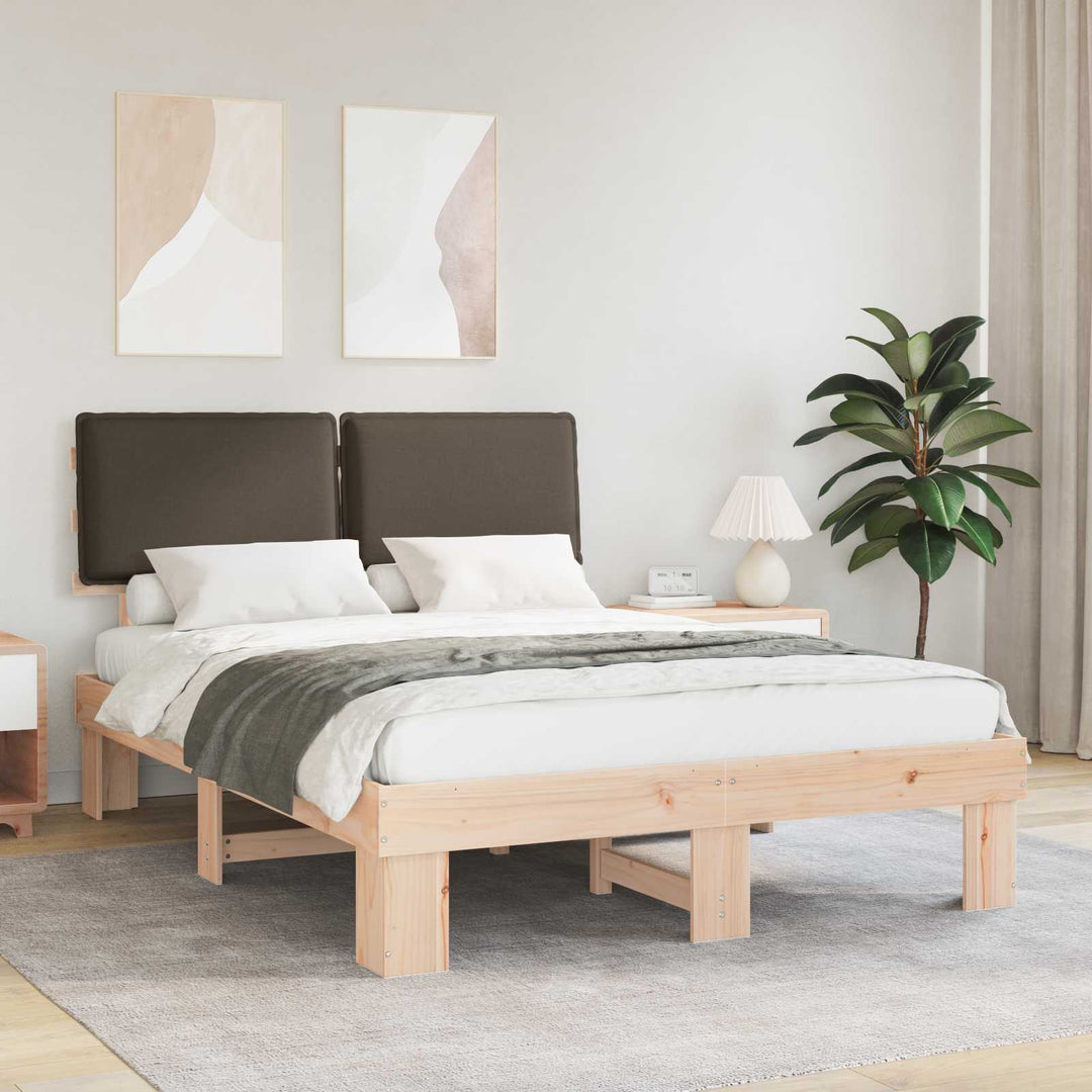 Sengestel med Polstret Hovedgavl Gråbrun 135 x 190 cm