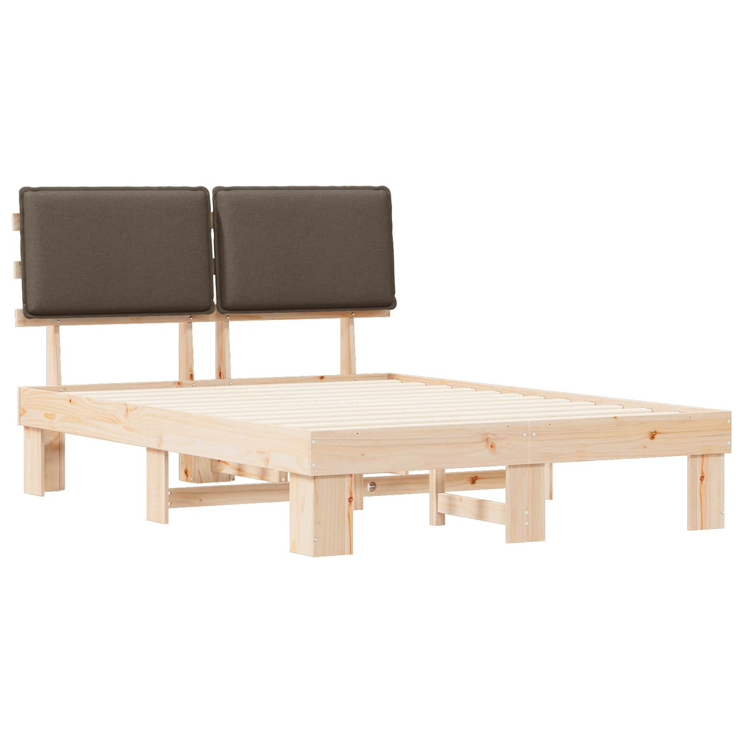 Sengestel med Polstret Hovedgavl Gråbrun 135 x 190 cm
