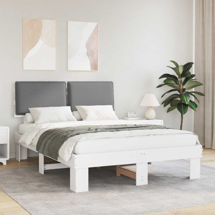 Sengestel med Polstret Hovedgavl Lysegrå 135 x 190 cm