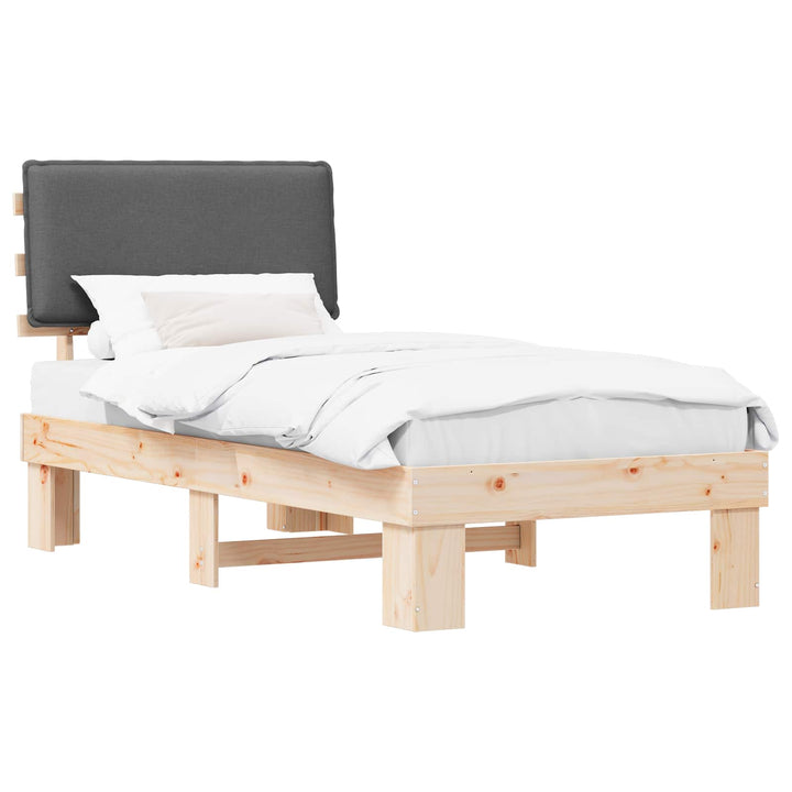 Sengestel med Polstret Hovedgavl Mørkegrå 90 x 200 cm