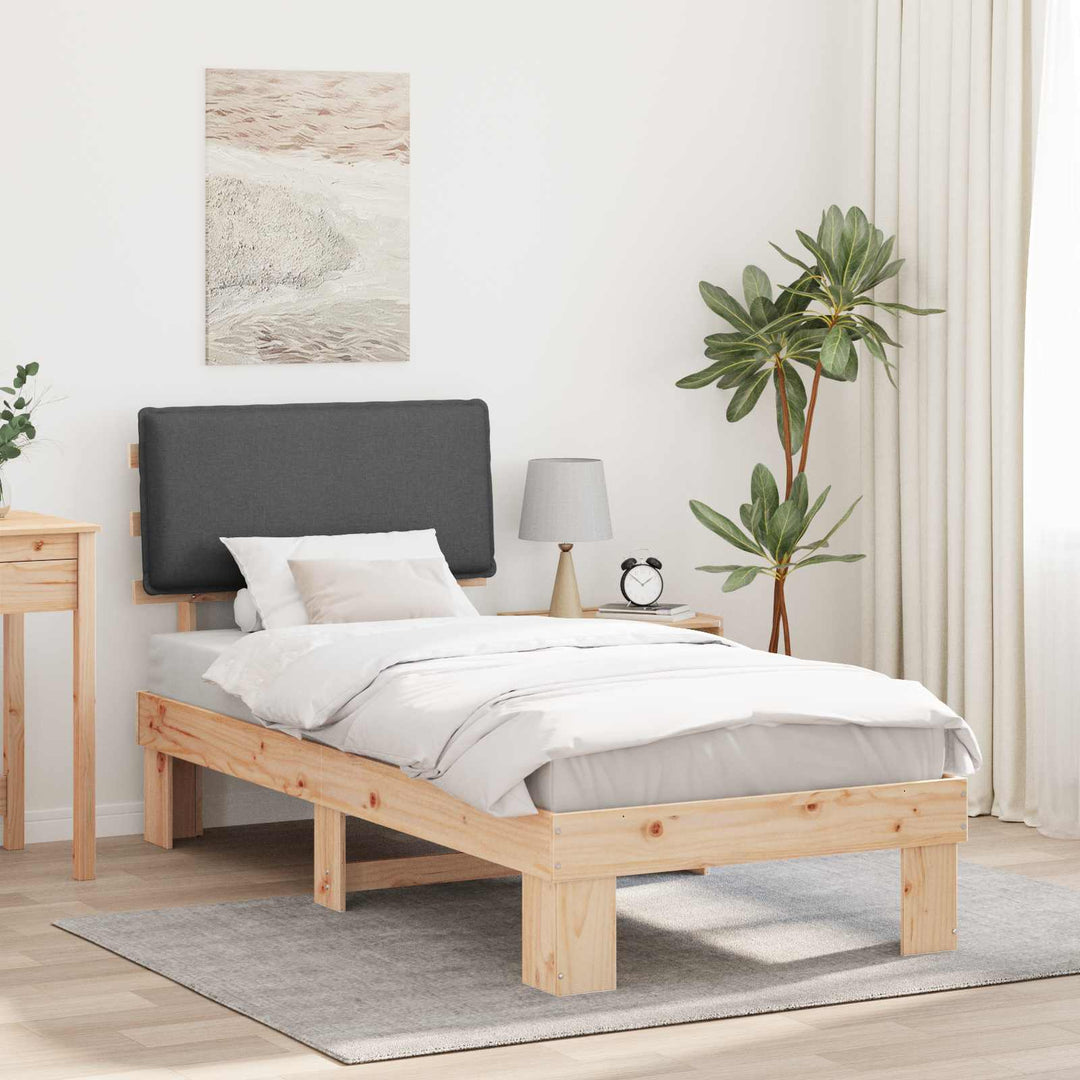 Sengestel med Polstret Hovedgavl Mørkegrå 90 x 190 cm