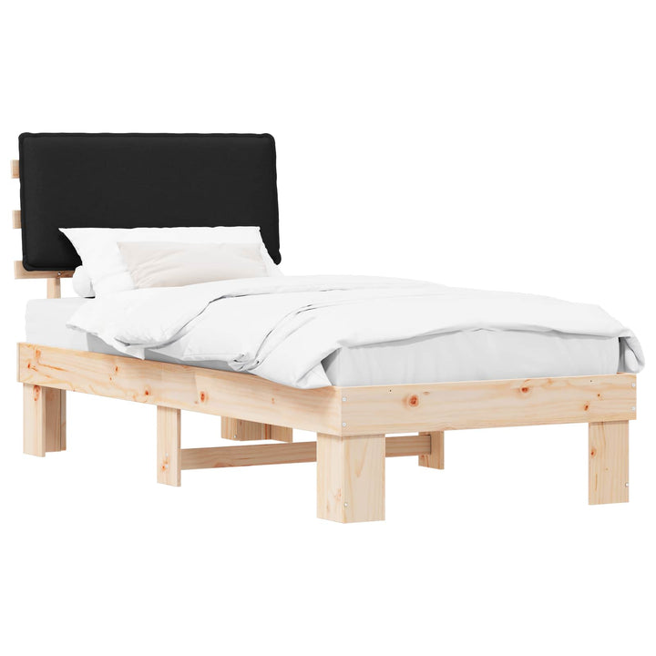 Sengestel med Polstret Hovedgavl Sort 90 x 190 cm