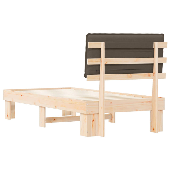 Sengestel med Polstret Hovedgavl Gråbrun 75 x 190 cm