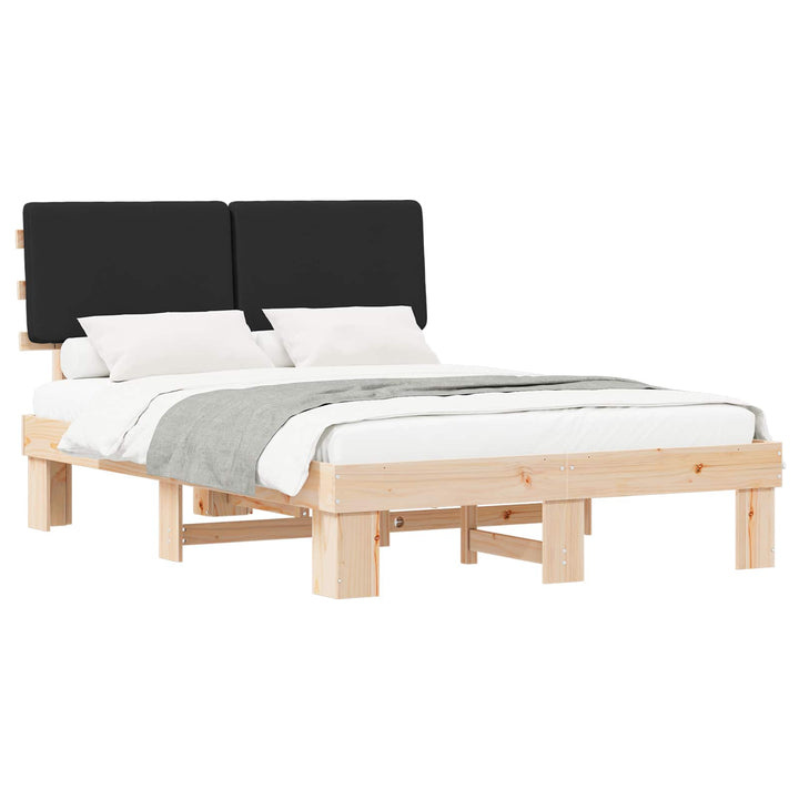 Sengestel med Polstret Hovedgavl Sort 160 x 200 cm