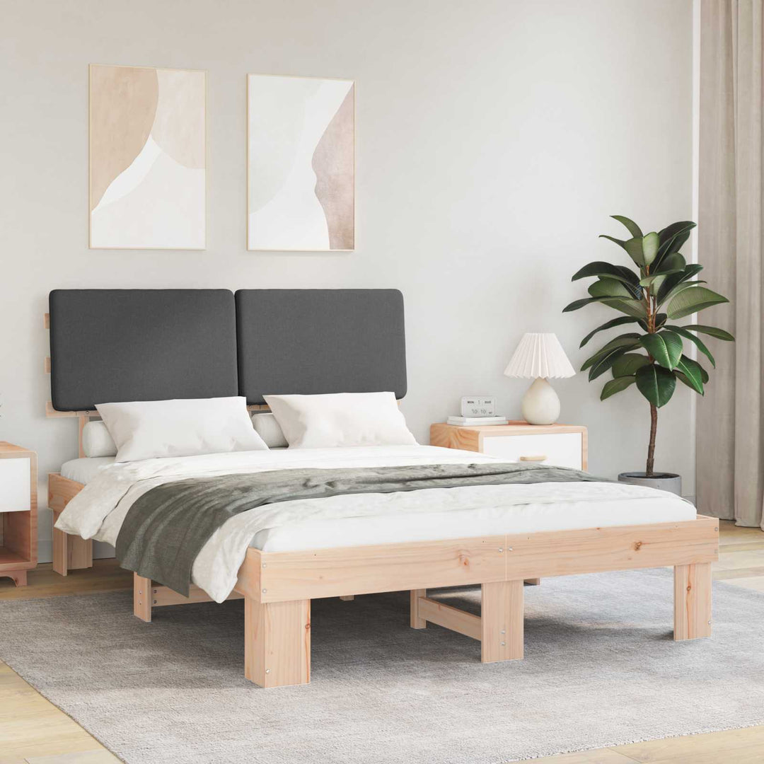 Sengestel med Polstret Hovedgavl Mørkegrå 150 x 200 cm