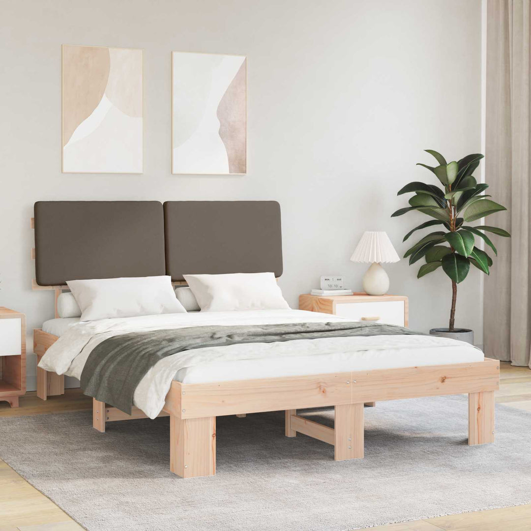 Sengestel med Polstret Hovedgavl Gråbrun 140 x 200 cm