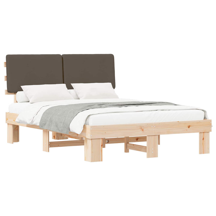 Sengestel med Polstret Hovedgavl Gråbrun 140 x 190 cm