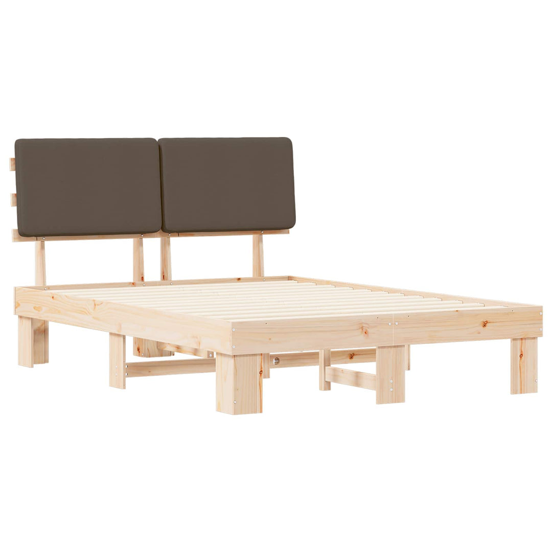 Sengestel med Polstret Hovedgavl Gråbrun 140 x 190 cm