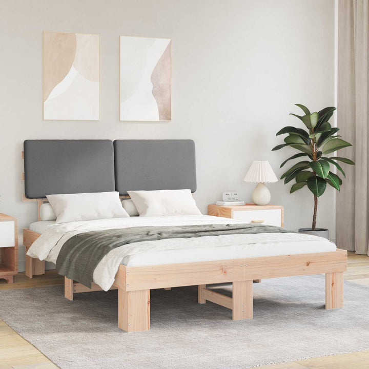 Sengestel med Polstret Hovedgavl Lysegrå 135 x 190 cm