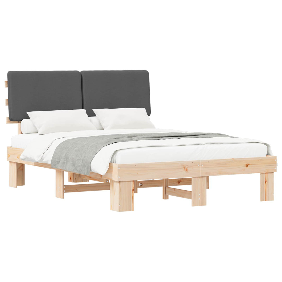 Sengestel med Polstret Hovedgavl Mørkegrå 135 x 190 cm