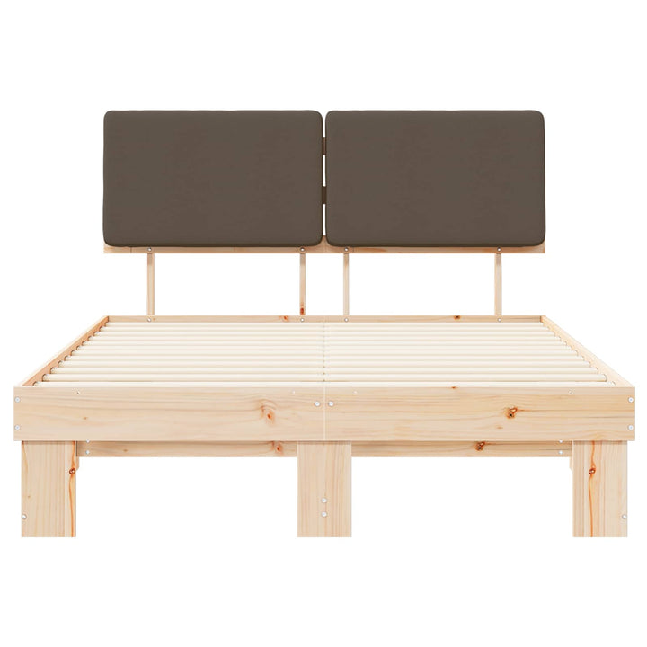 Sengestel med Polstret Hovedgavl Gråbrun 135 x 190 cm