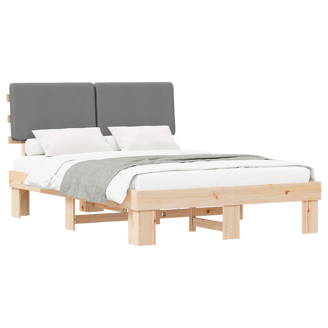 Sengestel med Polstret Hovedgavl Lysegrå 120 x 190 cm