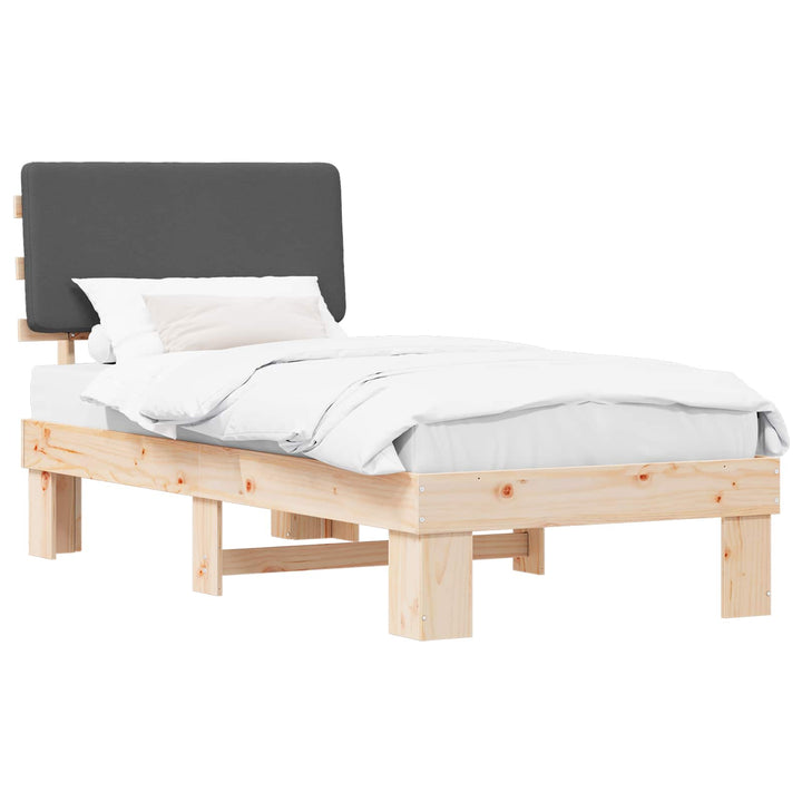 Sengestel med Polstret Hovedgavl Mørkegrå 90 x 190 cm