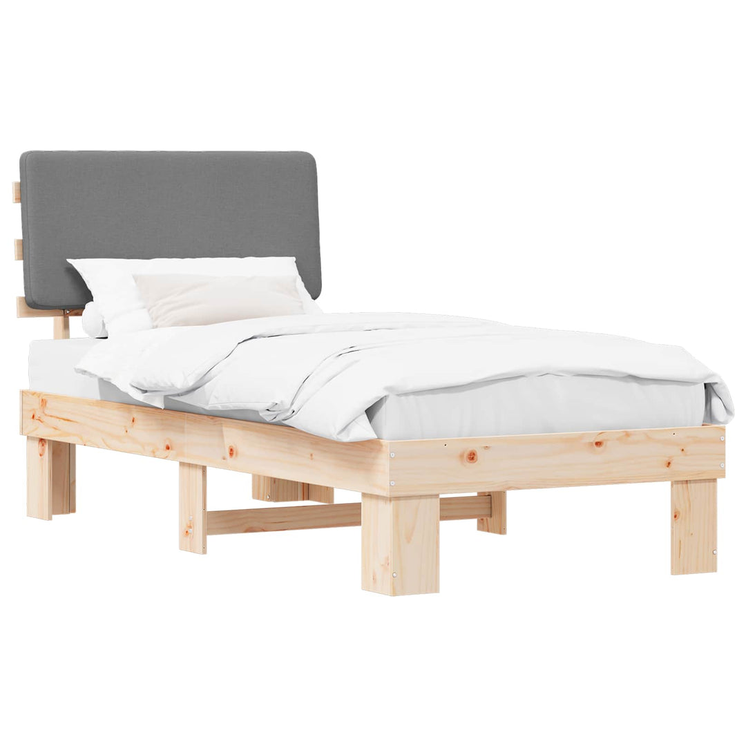 Sengestel med Polstret Hovedgavl Lysegrå 75 x 190 cm