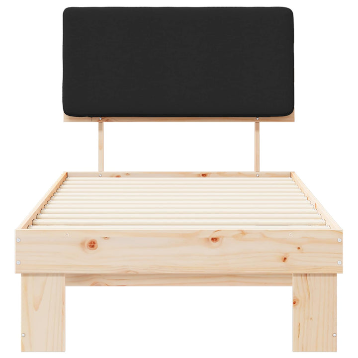 Sengestel med Polstret Hovedgavl Sort 75 x 190 cm
