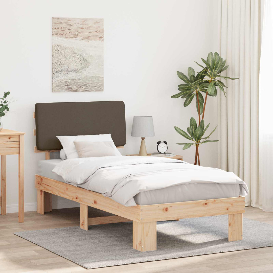 Sengestel med Polstret Hovedgavl Gråbrun 75 x 190 cm