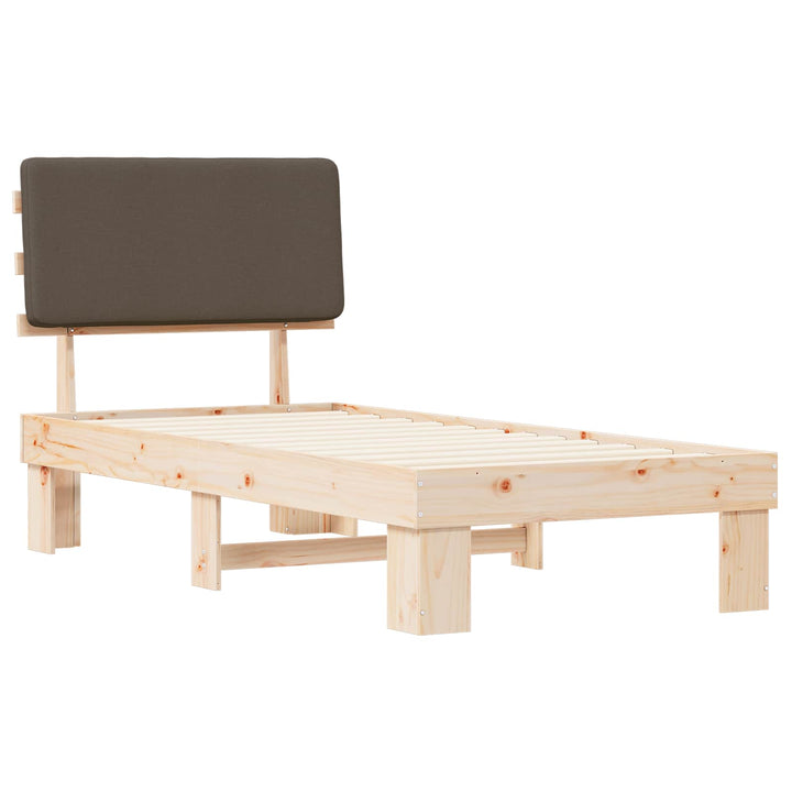 Sengestel med Polstret Hovedgavl Gråbrun 75 x 190 cm