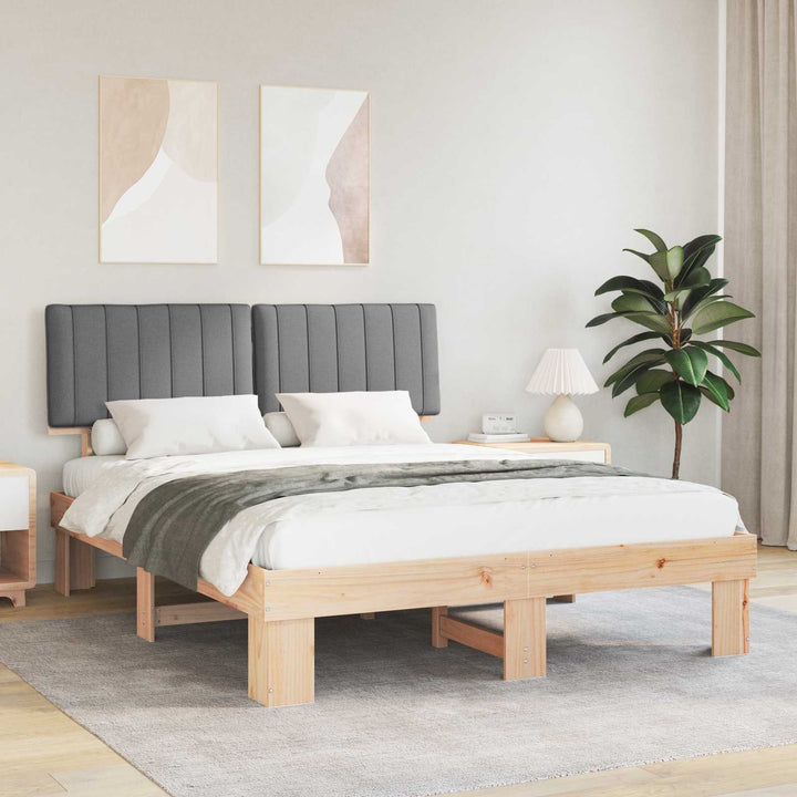 Sengestel med Polstret Hovedgavl Lysegrå 150 x 200 cm