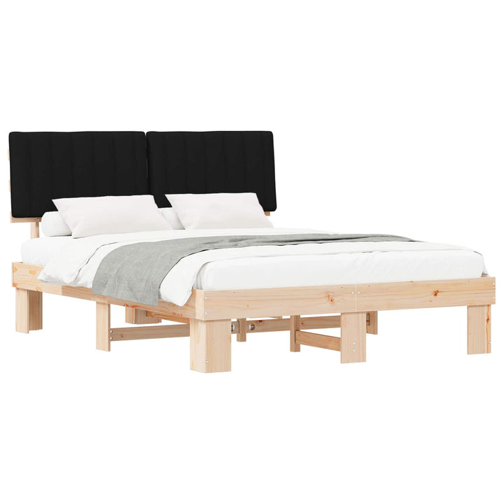 Sengestel med Polstret Hovedgavl Sort 150 x 200 cm