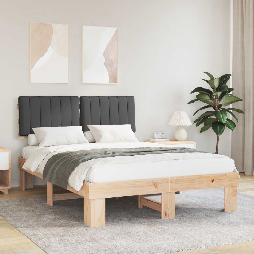 Sengestel med Polstret Hovedgavl Mørkegrå 140 x 190 cm