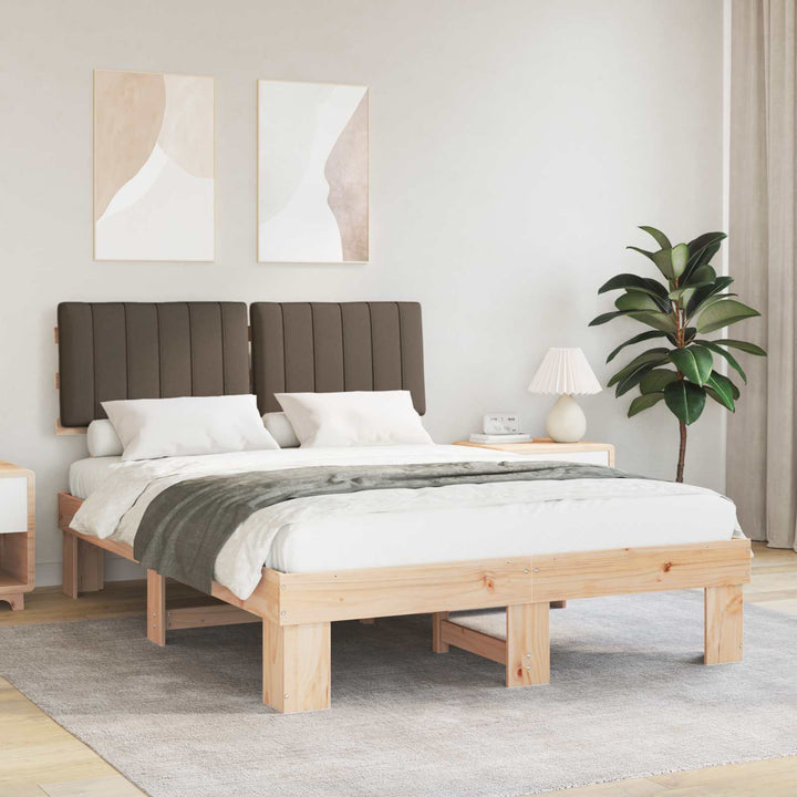 Sengestel med Polstret Hovedgavl Gråbrun 140 x 190 cm