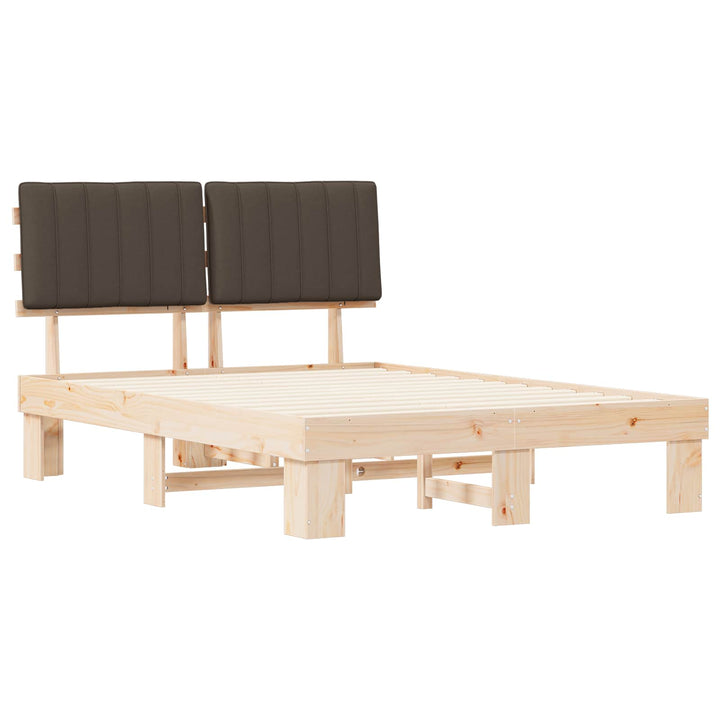 Sengestel med Polstret Hovedgavl Gråbrun 140 x 190 cm