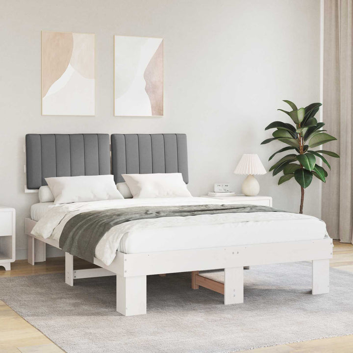 Sengestel med Polstret Hovedgavl Lysegrå 140 x 190 cm