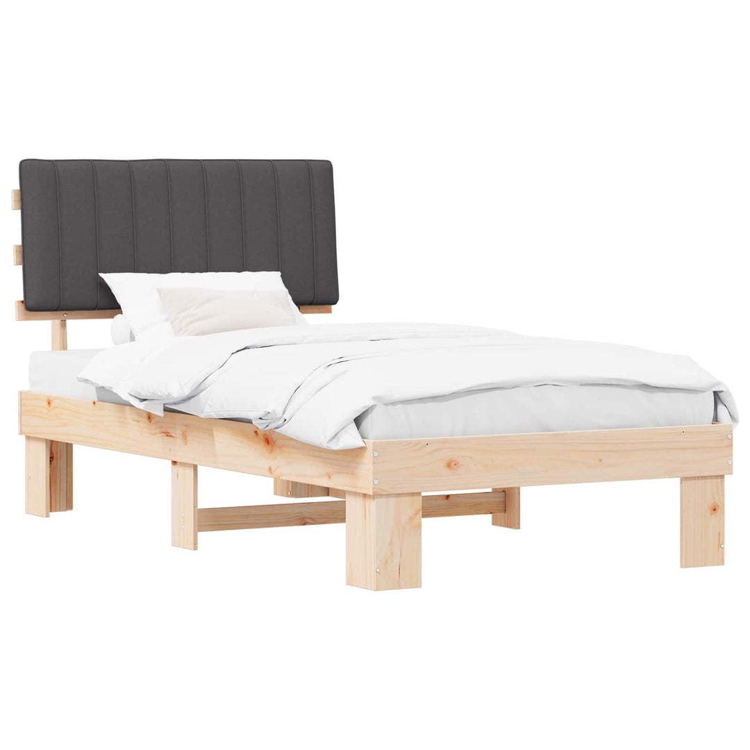 Sengestel med Polstret Hovedgavl Mørkegrå 100 x 200 cm
