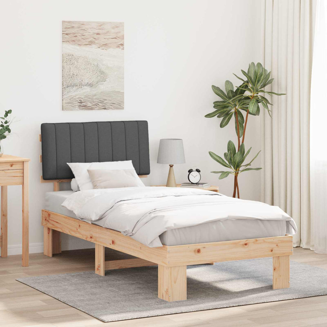 Sengestel med Polstret Hovedgavl Mørkegrå 90 x 190 cm