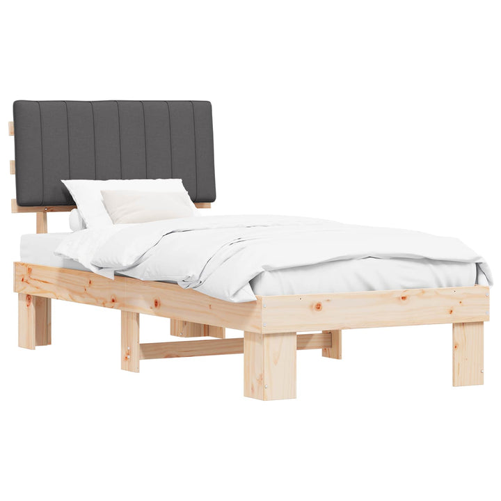 Sengestel med Polstret Hovedgavl Mørkegrå 90 x 190 cm