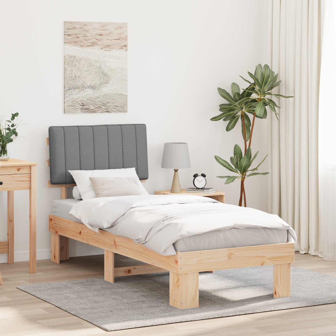 Sengestel med Polstret Hovedgavl Lysegrå 75 x 190 cm
