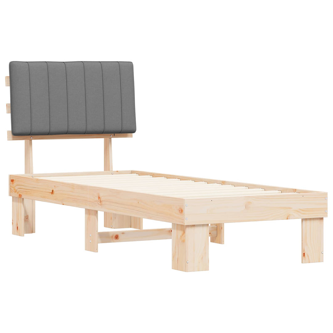 Sengestel med Polstret Hovedgavl Lysegrå 75 x 190 cm