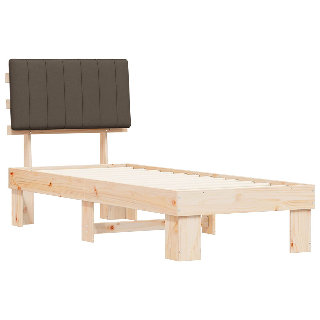 Sengestel med Polstret Hovedgavl Gråbrun 75 x 190 cm