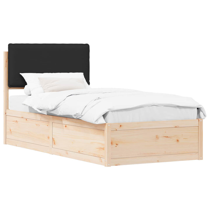 Sengestel med Polstret Hovedgavl Sort 90 x 200 cm