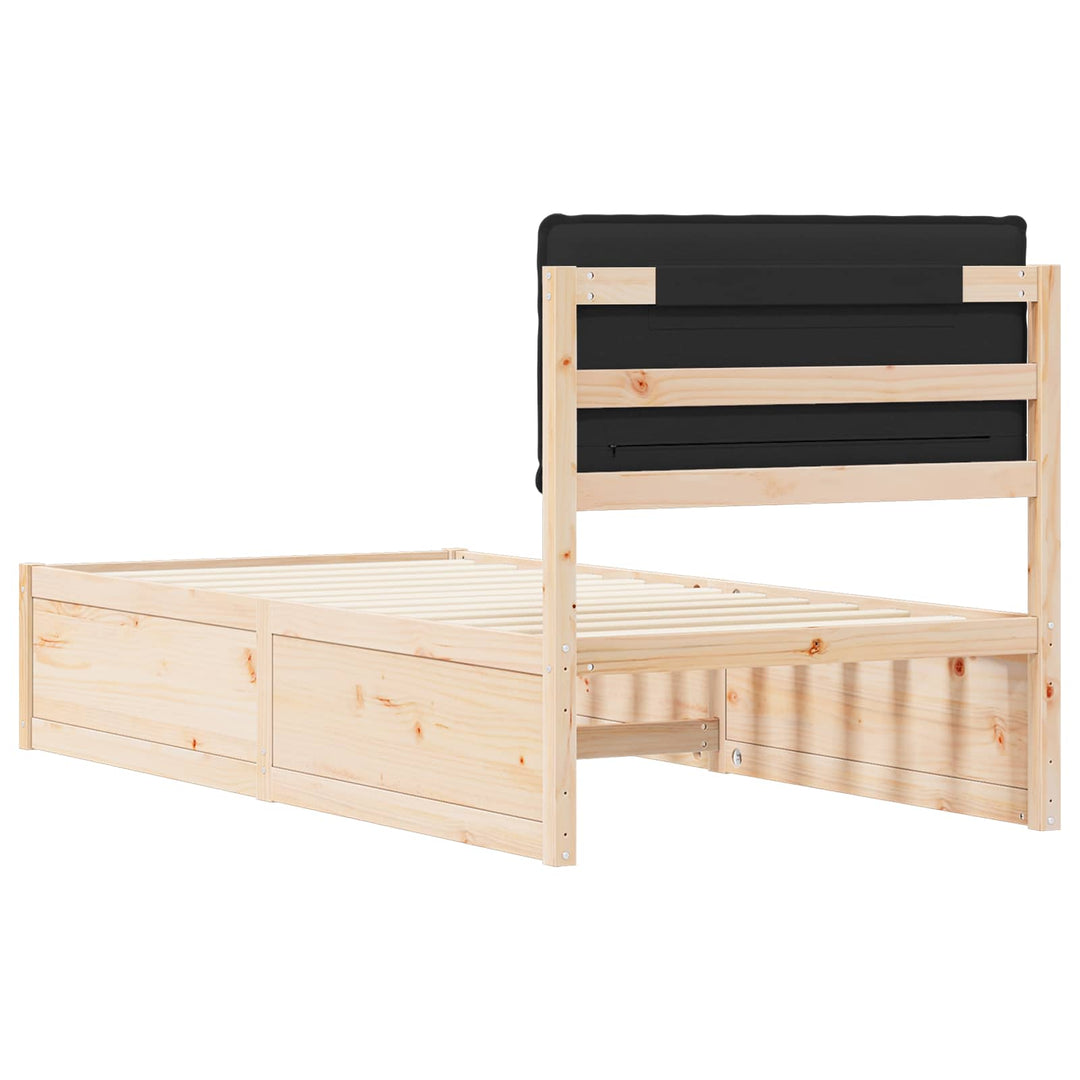 Sengestel med Polstret Hovedgavl Sort 90 x 200 cm