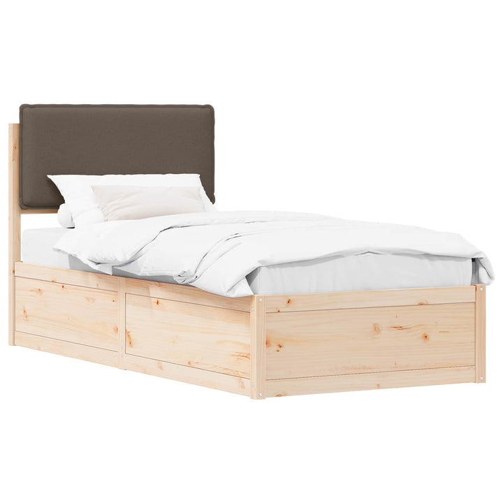Sengestel med Polstret Hovedgavl Gråbrun 90 x 190 cm