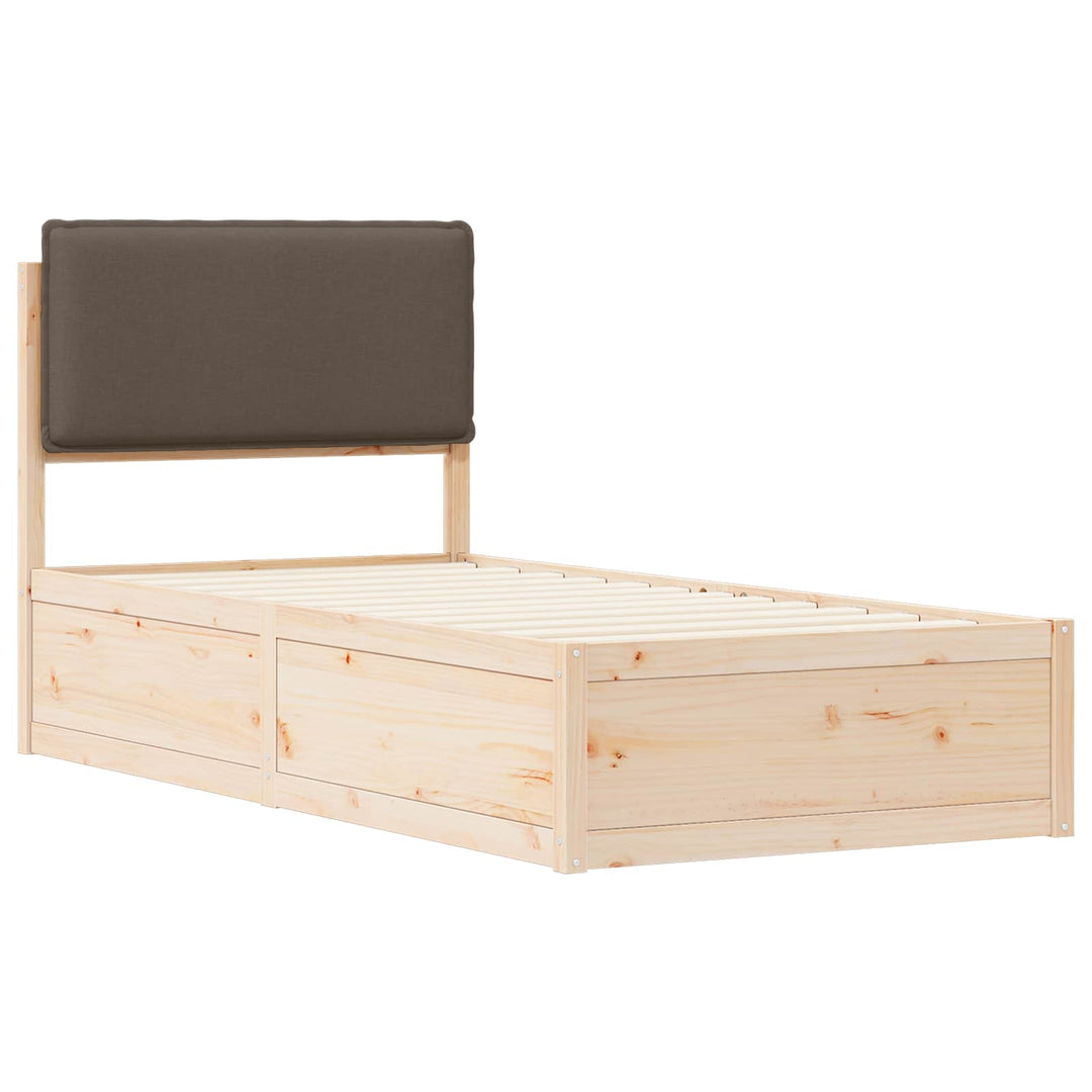 Sengestel med Polstret Hovedgavl Gråbrun 90 x 190 cm
