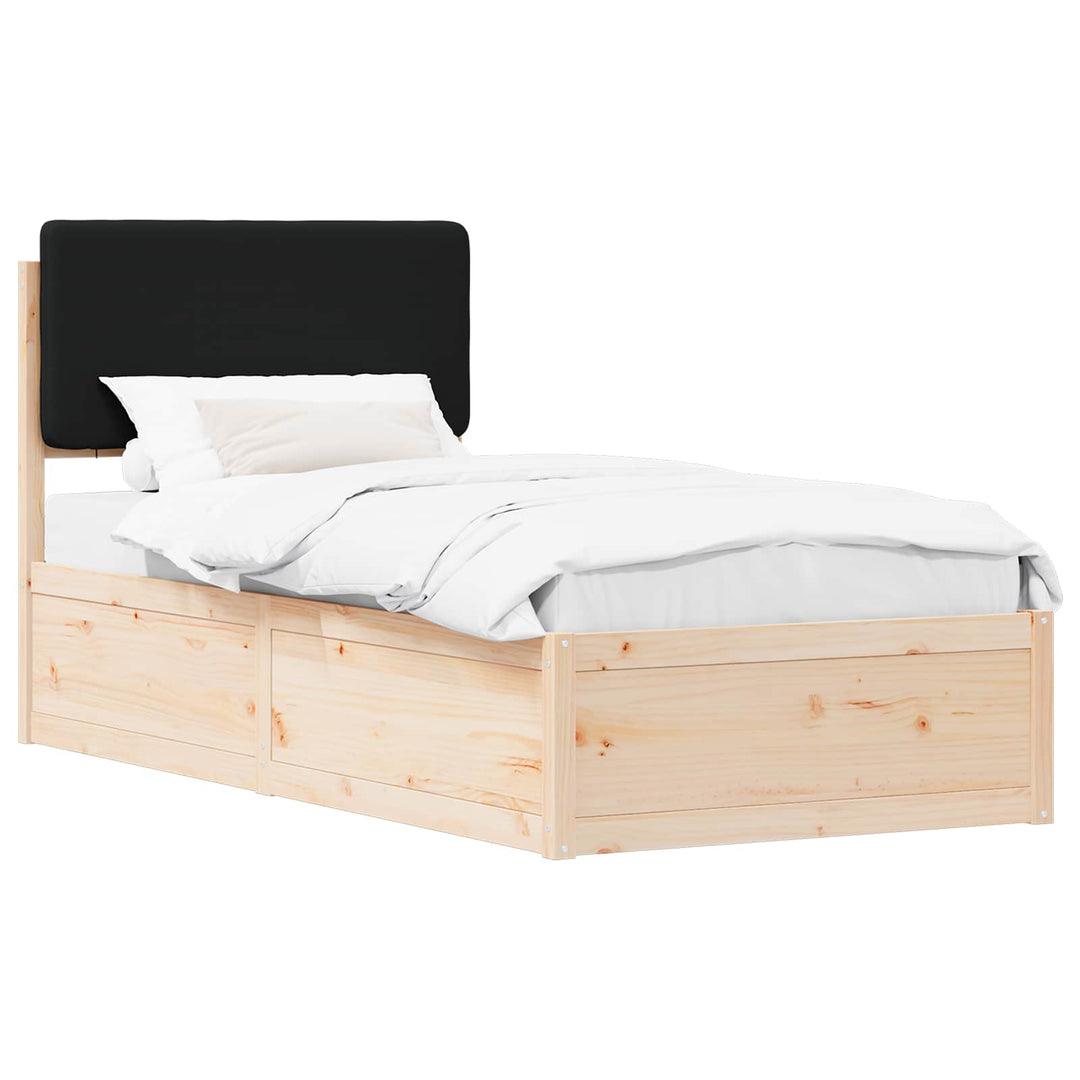 Sengestel med Polstret Hovedgavl Sort 90 x 200 cm