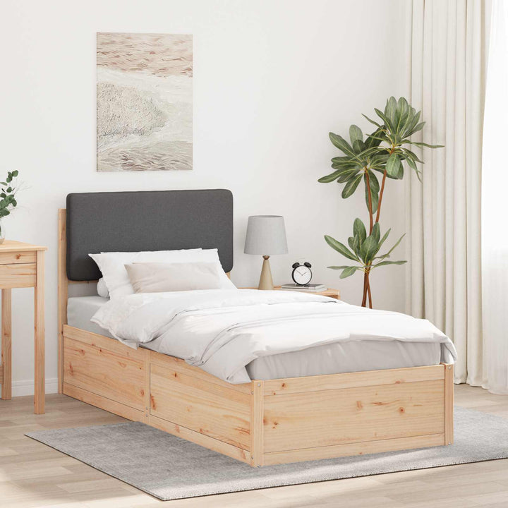 Sengestel med Polstret Hovedgavl Mørkegrå 90 x 190 cm