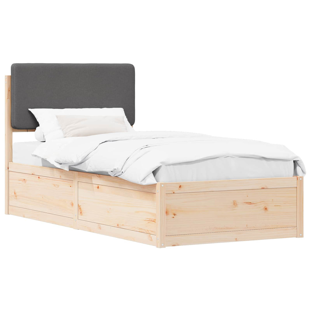 Sengestel med Polstret Hovedgavl Mørkegrå 90 x 190 cm