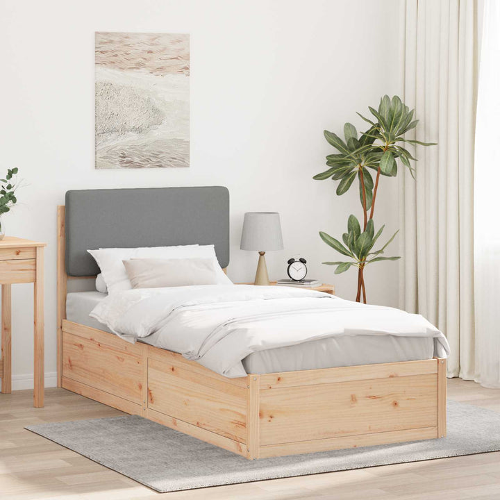 Sengestel med Polstret Hovedgavl Lysegrå 75 x 190 cm