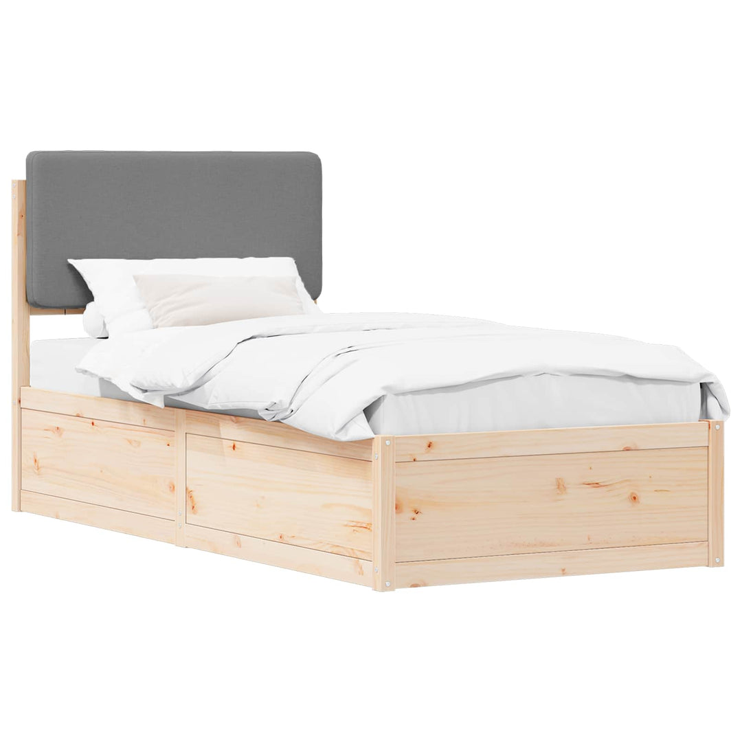 Sengestel med Polstret Hovedgavl Lysegrå 75 x 190 cm