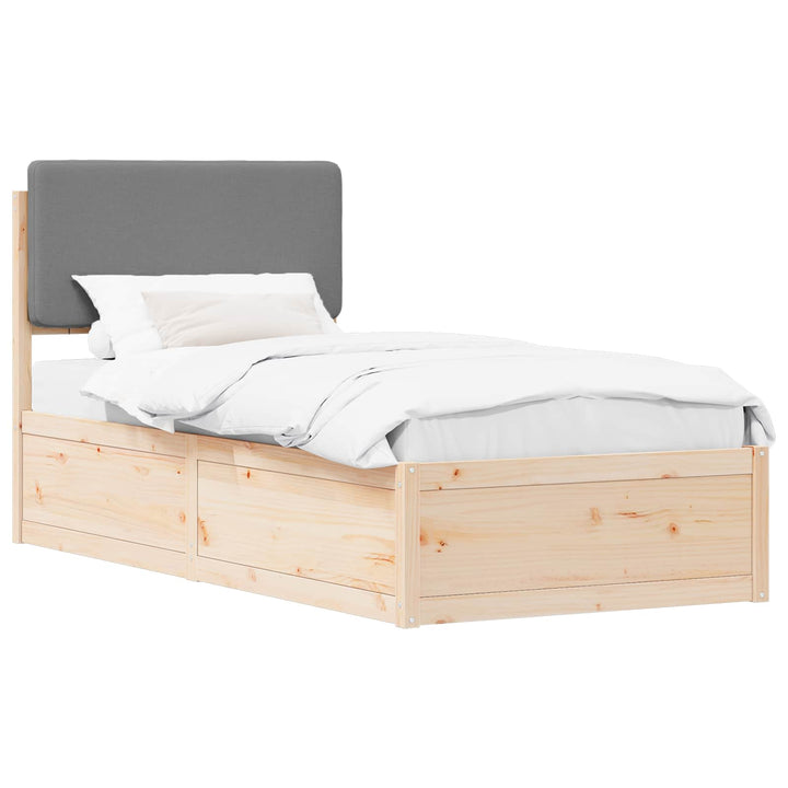 Sengestel med Polstret Hovedgavl Lysegrå 75 x 190 cm