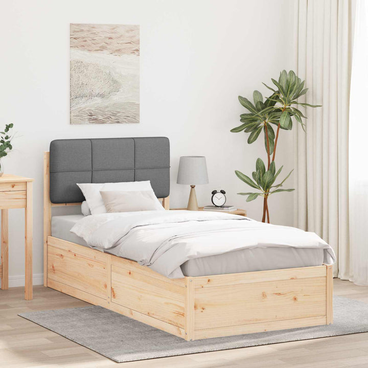 Sengestel med Polstret Hovedgavl Lysegrå 75 x 190 cm