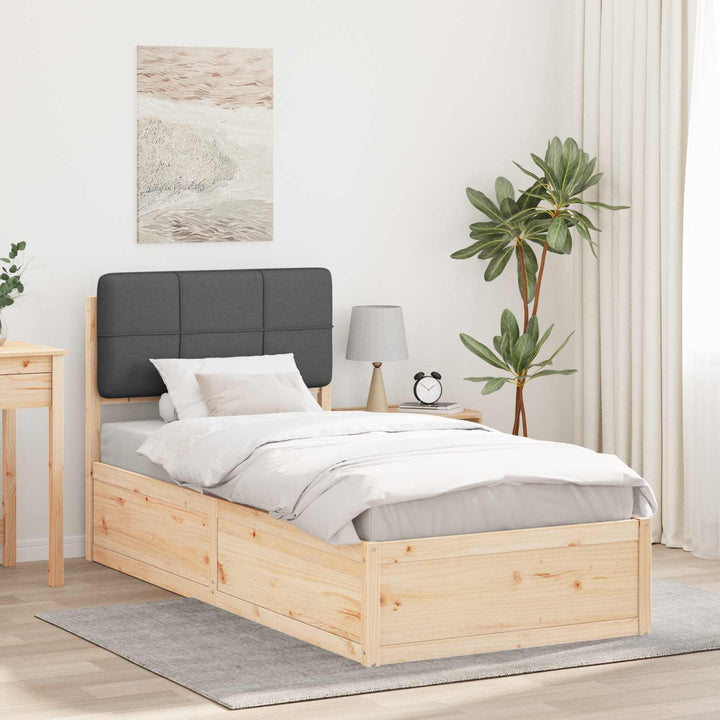 Sengestel med Polstret Hovedgavl Mørkegrå 75 x 190 cm