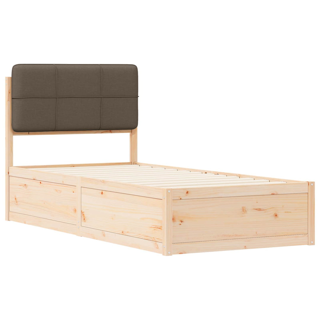Sengestel med Polstret Hovedgavl Gråbrun 75 x 190 cm