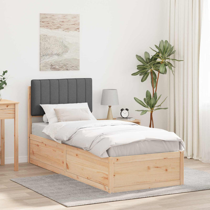 Sengestel med Polstret Hovedgavl Mørkegrå 80 x 200 cm